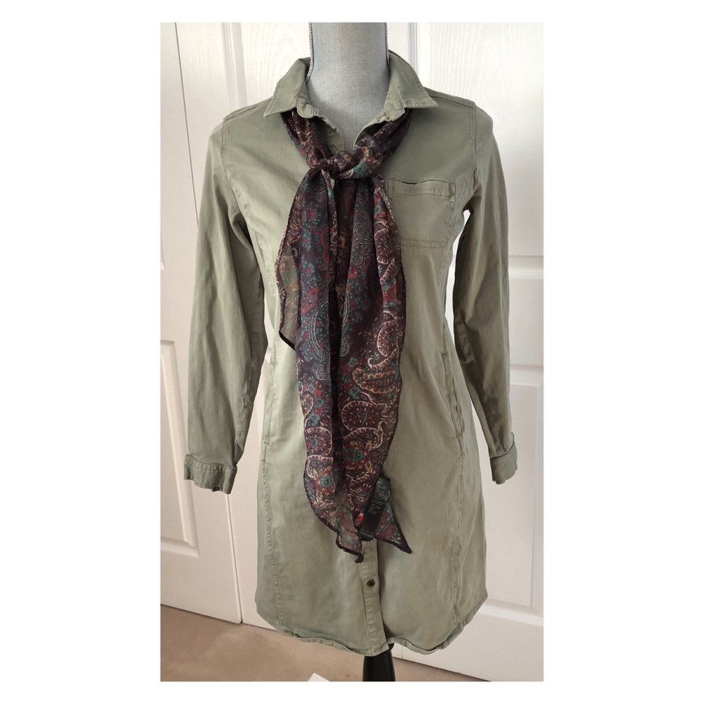 🔥HP🔥 J.Jill Live in Chino Safari Green Trench Dress - Picture 3 of 5